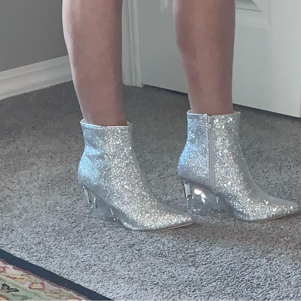 Silver Glitter Ankle Boots